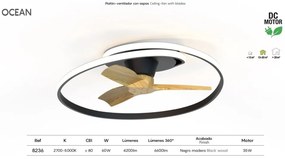 Lustra LED cu Ventilator si telecomanda OCEAN negru/lemn
