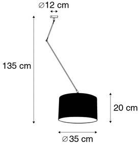 Lampă suspendată din oțel cu abajur 35 cm alb reglabil - Blitz