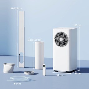 HOMCOM Aparat de aer condiționat portabil 9000 BTU 4-în-1 răcire dezumidificator ventilator mod somn pentru 33 m² Alb | Aosom Romania