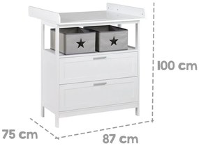 Comodă de copii albă cu masă de schimbat 75x100x87 cm Hamburg – Roba
