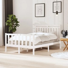 3100954 vidaXL Cadru de pat, alb, 120x200 cm, lemn masiv