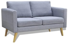 vidaXL Canapea cu 2 locuri, material textil, gri deschis