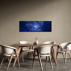 Tablou - abstracție albastră (cu ceas) (90x30 cm)