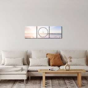 Tablou cu plaja cu nisip (cu ceas) (90x30 cm)