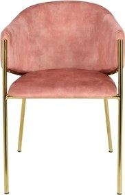 Set de 2 scaune aspect retro, Metal Auriu, Catifea Rose, NOBLESSE A-47583 VC