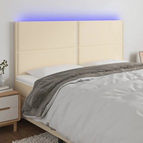 Tablie de pat cu LED, crem, 180x5x118 128 cm, textil 1, Crem, 180 x 5 x 118 128 cm