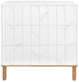 Comoda Toteme botanic alb/stejar cu 3 sertare L90 cm