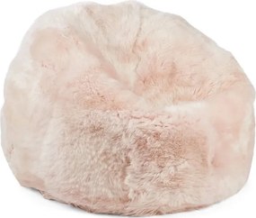 Puf rotund din blană naturală de oaie, roz, cu fir lung, 73 x Ø 74 cm, „Candy M”