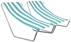 Set de 2 sezlonguri pliante pentru plaja SAND, dungi turcoaz