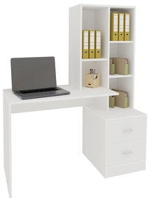 Birou Kobe, 2 Sertare, 3 Rafturi, Alb, 117 x 50 x 143 cm