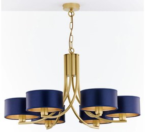 Jupiter 2095 - Candelabru ARTHUR cu lanț 6xE27/15W/230V albastru/auriu