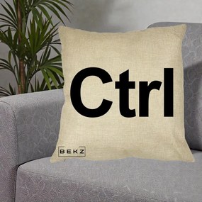 Perna Personalizata Tasta Ctrl Tipografie Bold, 40x40 cm, Crem, Husa Detasabila, Perna Inclusa, BEKZ®