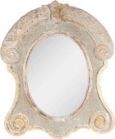 Oglinda de perete, bej, din lemn, aspect vintage, 69x3x84 cm