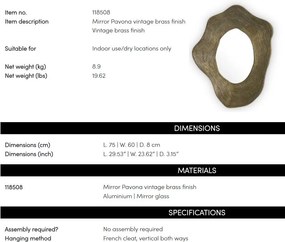 Oglinda decorativa design LUX Pavona alama vintage