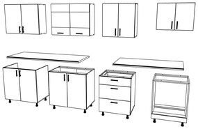 Set haaus V22, Lemn Natural/Alb, Blat Thermo 28 mm, L 280 cm
