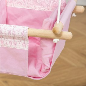 Outsunny Scaun Leagăn pentru Copii, Material Textil și Lemn, 40x40x180cm, Roz, Confortabil | Aosom Romania