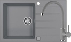 Set chiuveta bucatarie Alveus Cadit 20 gri 79x50 cm si baterie Kati monocomanda