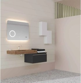 Oglindă lemn masiv cu Ceas Iluminare LED si Lupa Touch 80x60cm / 100x70cm - 80x60cm