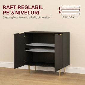 HOMCOM Bufet modern cu 2 uși și raft reglabil, mobilier tip bufet pentru bucătărie și living, cu picioare metalice, negru | Aosom Romania