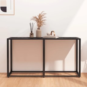 vidaXL Masă consolă, negru marmură, 140x35x75,5 cm, sticlă securizată