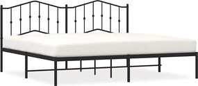 vidaXL Cadru de pat metalic cu tăblie, negru, 193x203 cm