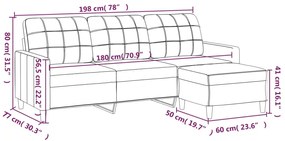 Canapea cu 3 locuri si taburet, rosu vin, 180 cm, textil Bordo, 198 x 77 x 80 cm