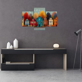 Tablou - Oraș de toamnă pictat (90x60 cm)