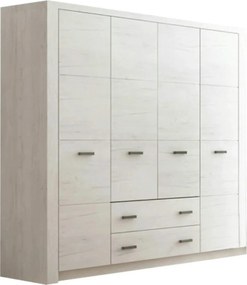 Dulap INFINITY I-18, frasin alb, PAL melaminat, cu 4 usi si 2 sertare,