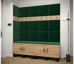 Set mobilier pentru hol Amanda 12 (Stejar artisan + verde). 1085962