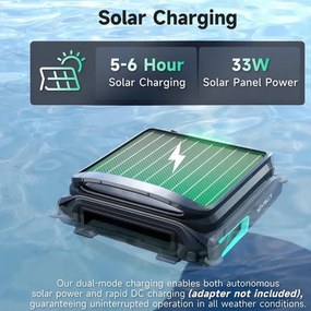 Skimer pentru curatarea suprafetei apei din piscine Wybot F1, Alimentare solara / DC, Pana la 8 ore, 7 l, Aplicatie mobila, Negru