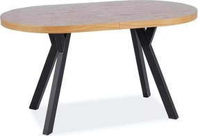 Masa extensibila DOMINGO II, stejar natural/negru, PAL laminat/metal,