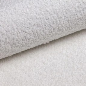 Taburet alb cu tapițerie din stofă bouclé Ariella – Ropez