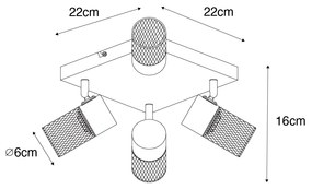 Plafoniera industriala neagra cu 4 lumini reglabile - Jim