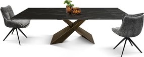 MIRABELLE -MASA BLAT DREPTUNGHIULAR NEGRU CU AURIU MAT EXTENSIBILA-PICIOR METALIC BRONZ 180 cm/ 90 cm