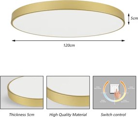 Brilagi-LED Plafonieră POOL LED, 180 W, 230 V, 3000/4500/6000 K, Ø 120 cm, auriu