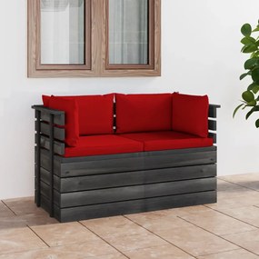 Canapea gradina din paleti, 2 locuri, cu perne, lemn masiv pin Rosu, Canapea cu 2 locuri, 1