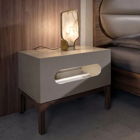 Lampa de masa LUX din otel auriu si alabastru