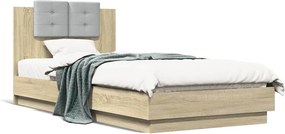 vidaXL Cadru de pat cu tăblie, stejar sonoma, 90x200 cm lemn prelucrat