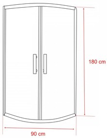 Cabină de duș curbată Spirit Clear 90x90x180 cm, fără cădiță de duș