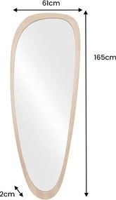 Oglinda de perete cu rama din lemn ORGANIC 165cm stejar
