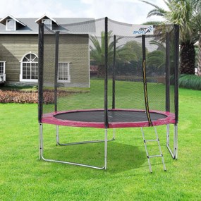 Trampolina Jampino 3,05 metrový priemer s ochrannou sieťkou a rebríkom ružová