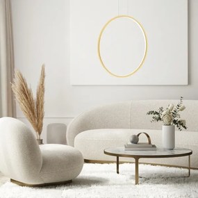 Lustr LED SATURNO 46W, 80 cm, IP44, auriu, cu cablu