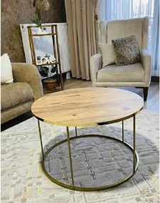 Masuta de cafea Vicenta Homs, nuc si auriu, seria 440, 70 cm