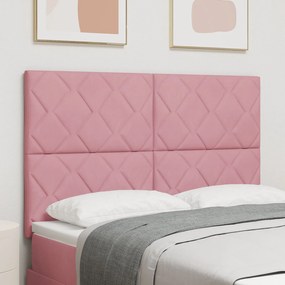vidaXL Tăblie cap Pe perete Geometric cu headboard Roz 144 cm Catifea