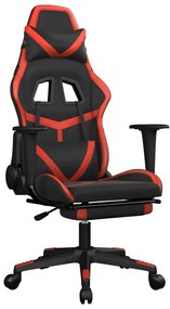 345435 vidaXL Scaun de gaming cu masaj/suport picioare, negru/roșu, piele eco