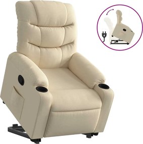 vidaXL Fotoliu rabatabil cu ridicare pe verticală, crem, textil