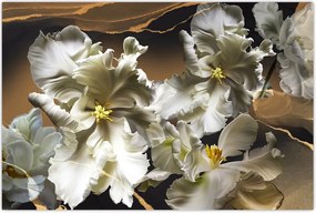 Tablou - Flori de orhidee pe fundal de marmură (90x60 cm)
