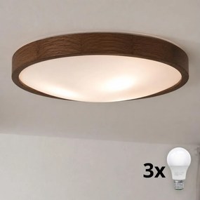Brilagi - Plafonieră LED CARVALHO SLIM 3xE27/15W/230V, stejar-nuc, diam. 47 cm