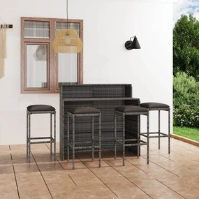 3064880 vidaXL Set mobilier bar de grădină cu perne, 5 piese, gri