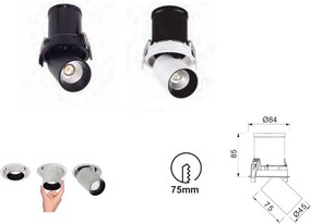 Spot LED 2700K incastrabil GARDA 4,5cm negru